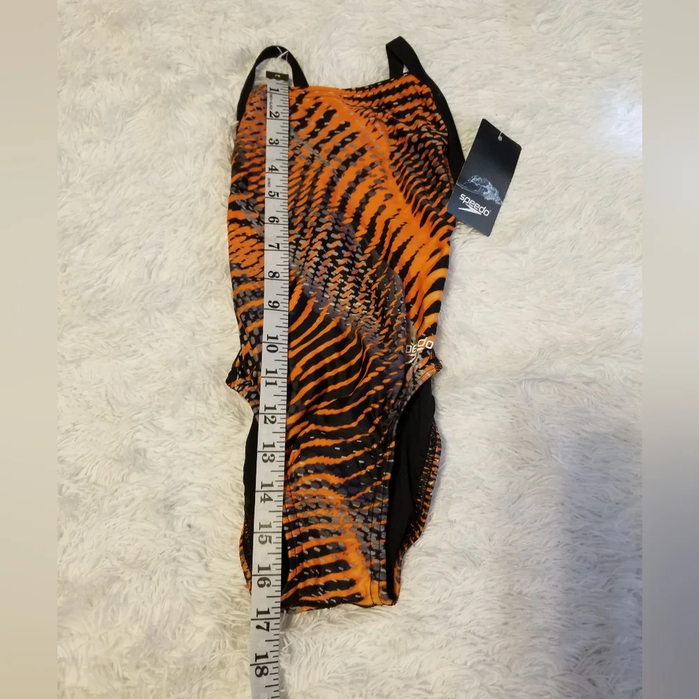 NWT Speedo Swins One Piece Size 20 Color Black/Orange